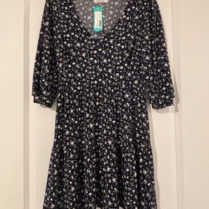 Stitch Fix Kaleigh Magdalena Knit Tiered Dress. Navy floral. NWT. SP